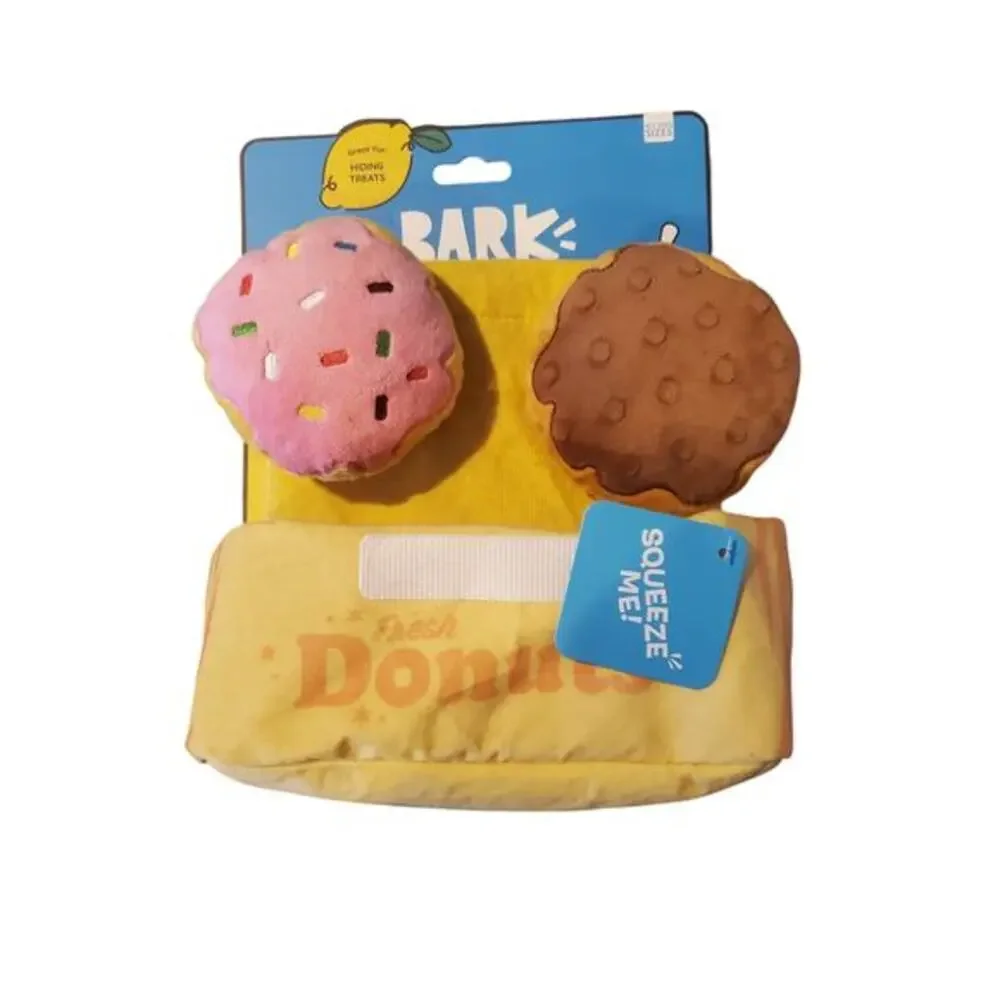 Bark Barkfest In Bed Fresh Barked Donuts Dog‎ Toy Brown Pink Plush New